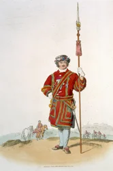 Yeoman da Guarda do Rei, de &39;Costume of Great Britain&39;, publicado por William Miller, 1805