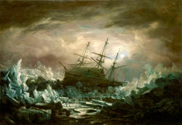 Posição perigosa do HMS "Terror", capitão Back, nas regiões árcticas no verão de 1837