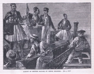Prisão dos marinheiros britânicos por soldados gregos AD 1850