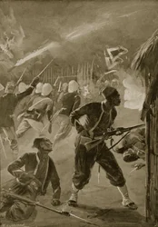 Foi um ataque noturno, e o inimigo os pegou cochilando, ilustração de "Batalhas do século dezenove", de Archibald Forbes, GA Henty e Major Arthur Griffiths.