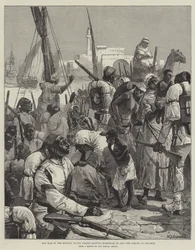 A Guerra no Sudão, Tropas Negras deixando Massowah para se juntar às Forças em Souakim