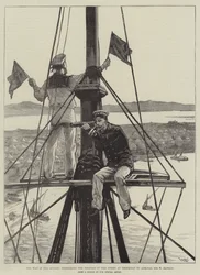 A guerra no Sudão, sinalizando a posição do inimigo em Trinkitat para o almirante Sir W Hewett