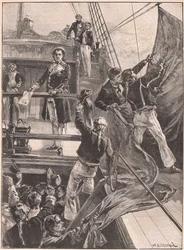 O motim em Spithead: descendo a bandeira vermelha em 1797