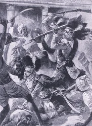 O segundo Relevo de Lucknow, ilustração de "British Battles on Land and Sea".