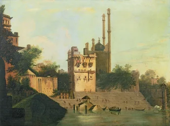 Foster 94 (88) Mesquita de Aurangzeb no Rio Ganges, Palácio de Raja Abal, Benares