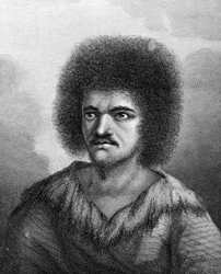 Otoo, rei de O-taheite, ilustração do capitão James Cook "Uma viagem para o pólo sul e volta do mundo", gravado por John Hall, 1777