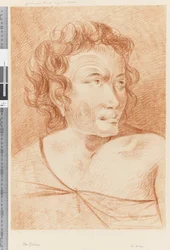 Página 32b Nova Zelândia Retrato de um maori, 1768-75 (giz vermelho)