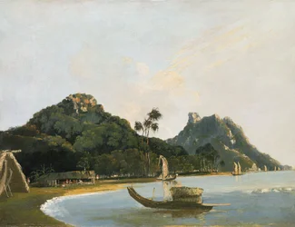Vista de parte do porto de Owharre [Fare], ilha de Huahine