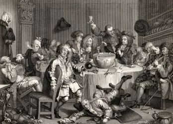 Uma Conversa Moderna da Meia Noite, de "The Works of William Hogarth", publicada em 1833