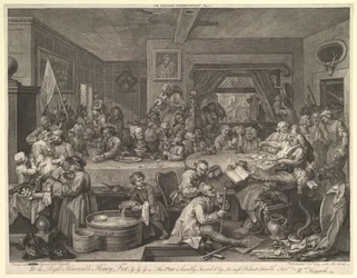 Um entretenimento eleitoral, Placa I: Quatro impressões de uma eleição, fevereiro de 1755.