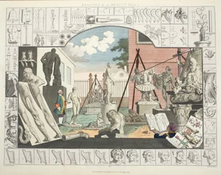 Análise de beleza, placa 1, ilustração de &39;Hogarth restaurado: todo obras do célebre William Hogarth, re-gravado por Thomas Cook&39;, pub. 1812 (gravura colorida à mão)