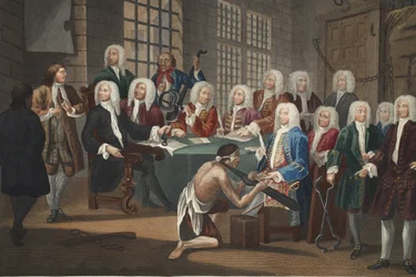 Bambridge julgado por assassínio por uma comissão da Câmara dos Comuns, ilustração de 