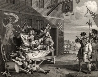Inglaterra, gravada por Thomas Phillibrown, de "The Works of William Hogarth", publicada em 1833