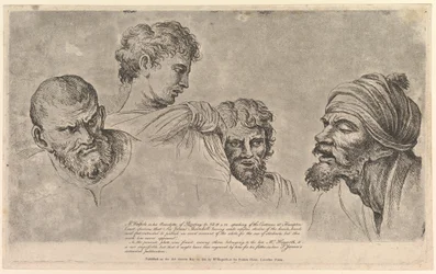 Quatro cabeças das charges de Raphael em Hampton Court, 14 de maio de 1781.