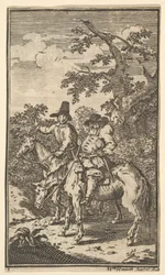 Hudibras que saltava adiante dezessete ilustrações pequenas para Samuel Butlers Hudibras, no ..., 1721-26.