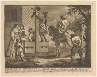 Hudibras Triunfante Doze Grandes Ilustrações para Samuel Butlers Hudibras, Placa 4, 1725-68.