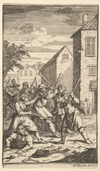 Hudibras vencido por Trulla Dezessete pequenas ilustrações de Samuel Butlers Hudibr ..., 1721-26.