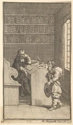 Hudibras e o advogado dezessete pequenas ilustrações de Samuel Butlers Hudibras, no ..., 1721-26.