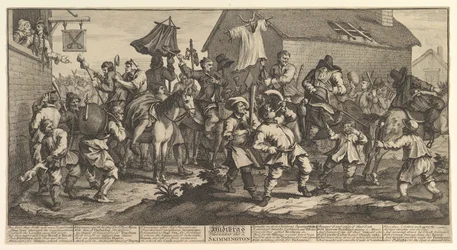 Hudibras e as Doze Grandes Ilustrações de Skimmington para Samuel Butlers H ..., fevereiro de 1725-26.