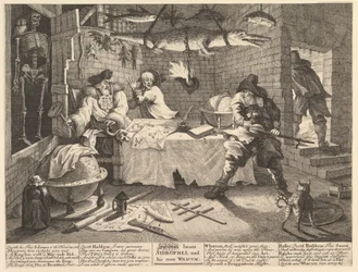 Hudibras vence Sidrophel e seu homem Whacum Twelve Large Illustrations for Sa ..., fevereiro de 1725-26.