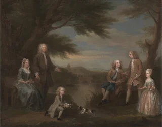 John e Elizabeth Jeffreys e seus filhos, 1730.