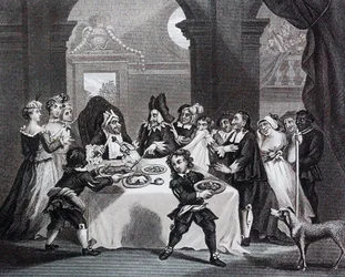Sancho na festa, morto de fome pelo seu médico por William Hogarth