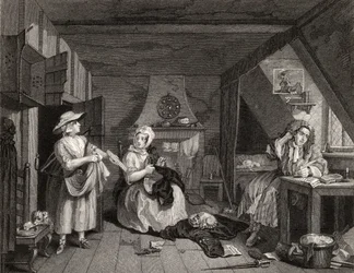 O poeta angustiado, de "As obras de William Hogarth", publicado em 1833