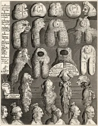 As Cinco Ordens de Perriwigs, de "As Obras de William Hogarth", publicado em 1833