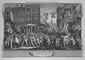 O Prentice Industrious Lord-Mayor de Londres - Ilustração 12 de Industry and Idoleness, 1747