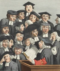 A palestra, ilustração de &39;Hogarth restaurado: as obras inteiras do célebre William Hogarth, re-gravado por Thomas Cook&39;, pub. 1812 (gravura colorida à mão)