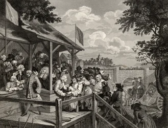 The Polling, gravado por George Presbury, de "As obras de William Hogarth", publicado em 1833