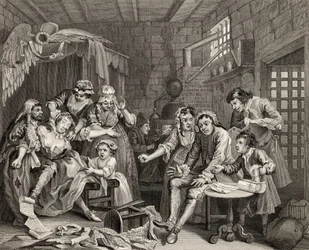 The Prison Scene, prato VII de &39;A Rake&39;s Progress&39;, de &39;The Works of William Hogarth&39;, publicado em 1833