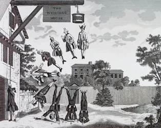 A Casa de Pesagem (gravidade absoluta) de William Hogarth
