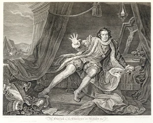 O ator David Garrick no papel de Ricardo III, 1746