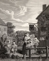 Times of the Day: Evening, de "As obras de William Hogarth", publicado em 1833