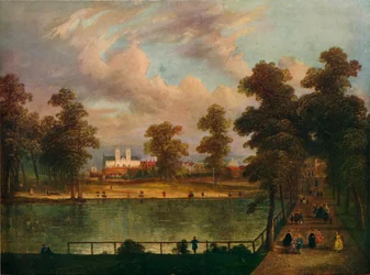 Vista no parque de St. Jamess, mostrando a lagoa de Rosamonds, 1840, 1909