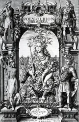Frontispício de &39;Poly-Olbion&39; de Michael Drayton, publicado em 1622