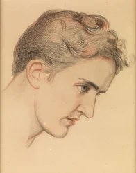 Eugenie Sellers, Study for &39;The Lady of Shalott&39;, c.1895 (giz colorido sobre papel)