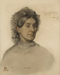 Sra. Thomas Combe (1806-1893) (giz vermelho e preto)