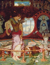 A Senhora de Shalott, c.1886-1905 (óleo sobre painel) (ver também 495754)