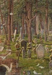 A cidade adormecida: o cemitério de Pera, Constantinopla, 1856 - 1888 (aguarela sobre papel)