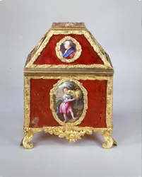 Caixão de George III, contendo um relógio de beira à maneira de James Cox, c.1770