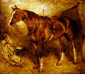 Um cavalo no estábulo