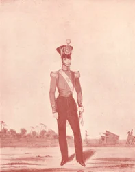 Oficiais da infantaria do exército de Madras na linha, c1837-1843, 1909