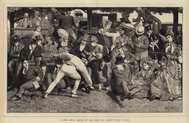 Um bom hit, um esboço no Eton e Harrow Cricket Match