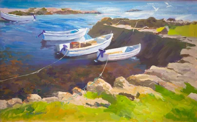 Porto rochoso (óleo a bordo)
