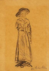 Mulher com chapéu de aba larga