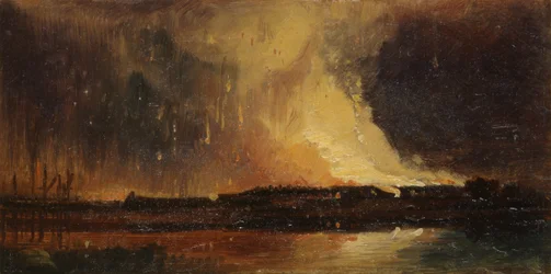 Tumultos de Bristol: The Burning of the New Gaol from Canon&39;s Marsh, c.1831 (óleo sobre papel)