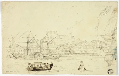 Porto marítimo com fortaleza