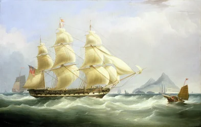 O navio comercial "Asia", da Companhia das Índias Orientais. Óleo sobre tela